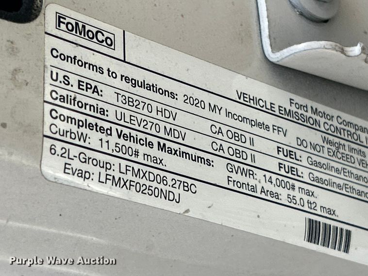 image for item FC5258 2020 Ford F350 Super Duty Ext. Cab utility bed pickup truck