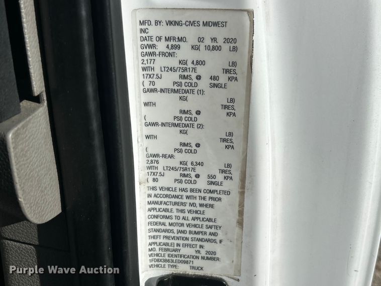 image for item FC5258 2020 Ford F350 Super Duty Ext. Cab utility bed pickup truck