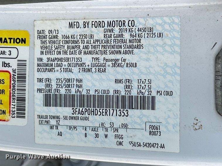 image for item FC5263 2014 Ford Fusion  