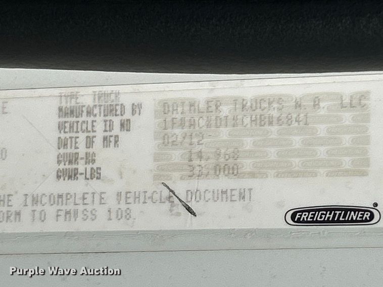 image for item FC5264 2012 Freightliner M2 street sweeper truck