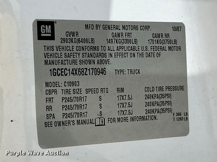 image for item FC5267 2008 Chevrolet Silverado 1500 pickup truck