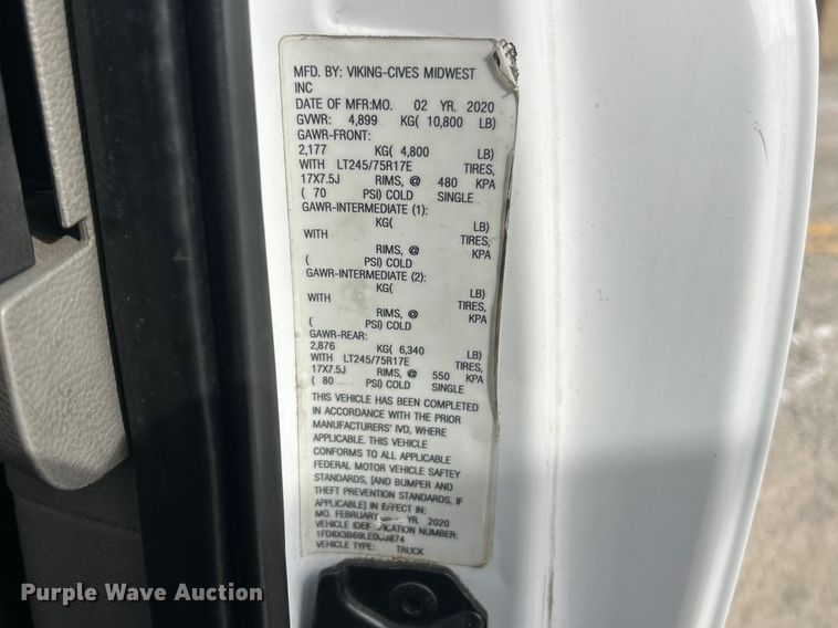 image for item FC5268 2020 Ford F350 Super Duty Ext. Cab utility bed pickup truck