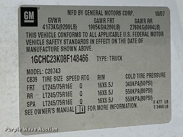 image for item FC5269 2008 Chevrolet Silverado 2500HD Crew Cab pickup truck