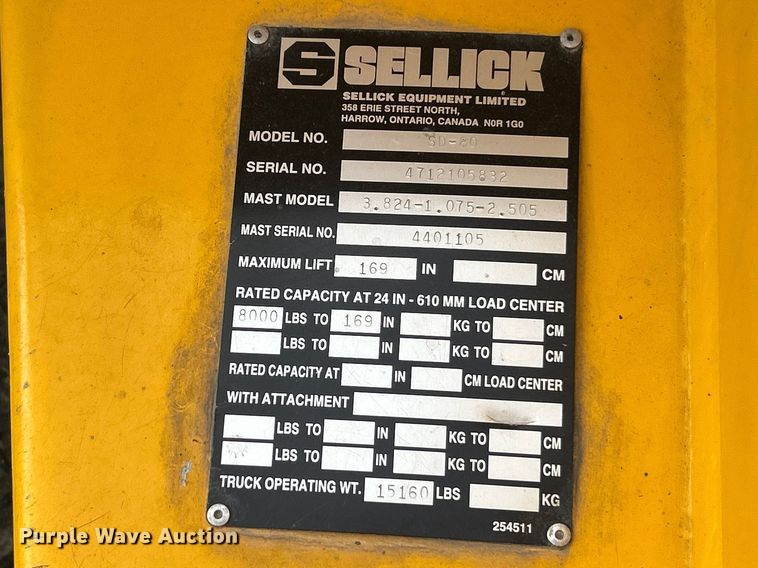 image for item FC5271 Sellick SD-80 forklift