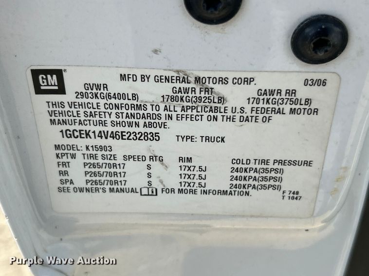 image for item FC5285 2006 Chevrolet Silverado 1500 pickup truck