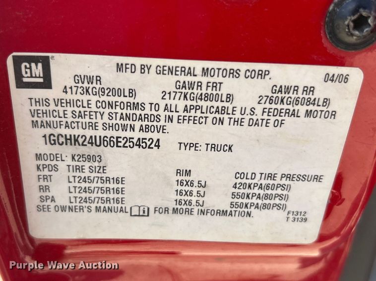 image for item FC5286 2006 Chevrolet Silverado 2500HD pickup truck