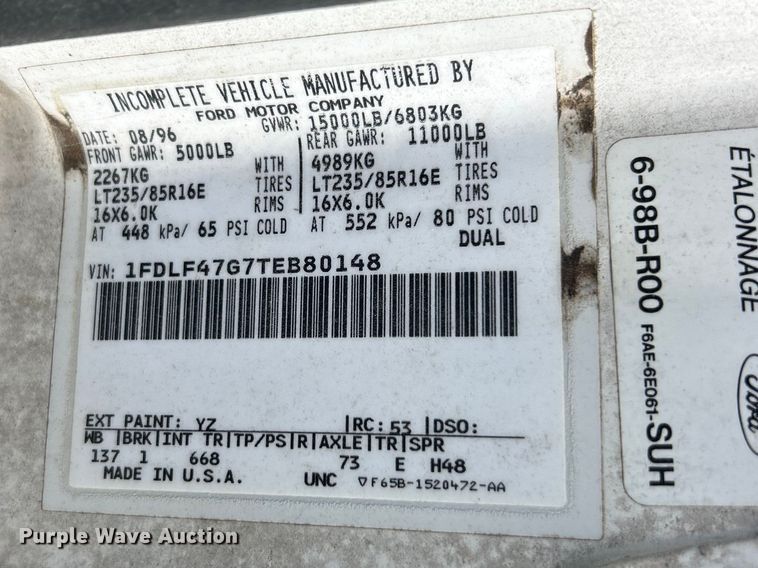 image for item FC5301 1996 Ford F450 dump truck