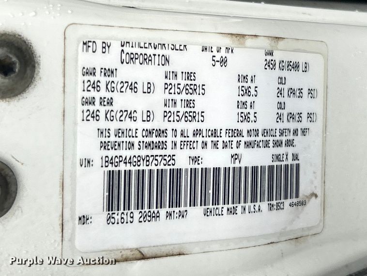 image for item FC5318 2000 Dodge Grand Caravan  van