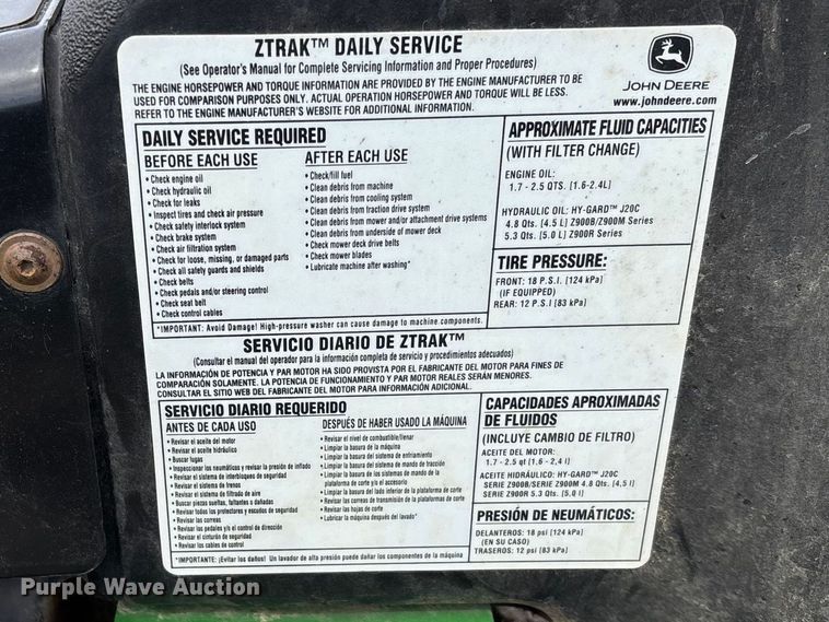 image for item FC5526 2019 John Deere Z960M ZTR lawn mower