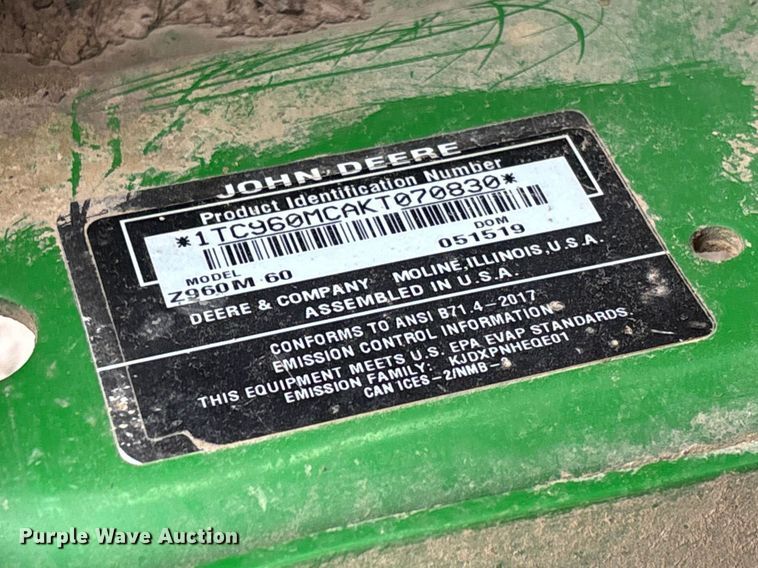 image for item FC5526 2019 John Deere Z960M ZTR lawn mower