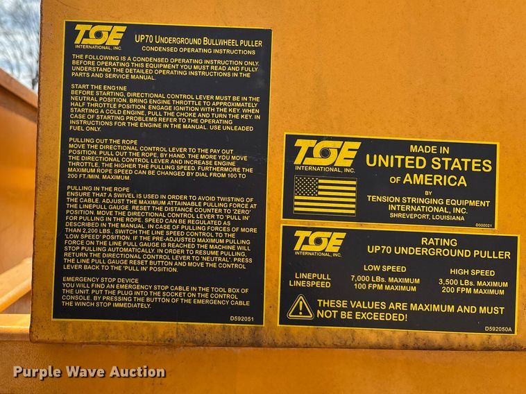 image for item FC5530 TSE UP70B underground cable puller