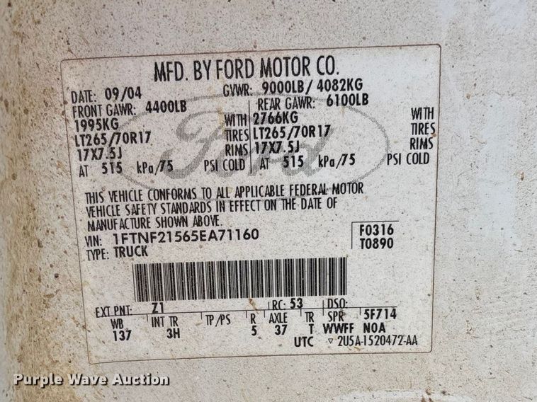 image for item FC5539 2005 Ford F250 Super Duty pickup truck