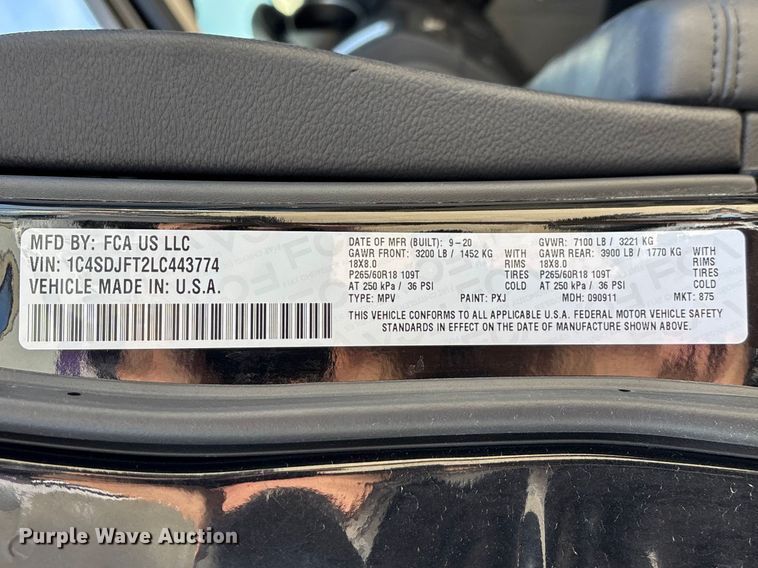 image for item FG0173 2020 Dodge Durango SSV SUV