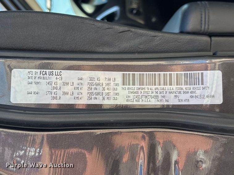 image for item FG0174 2019 Dodge Durango SSV SUV