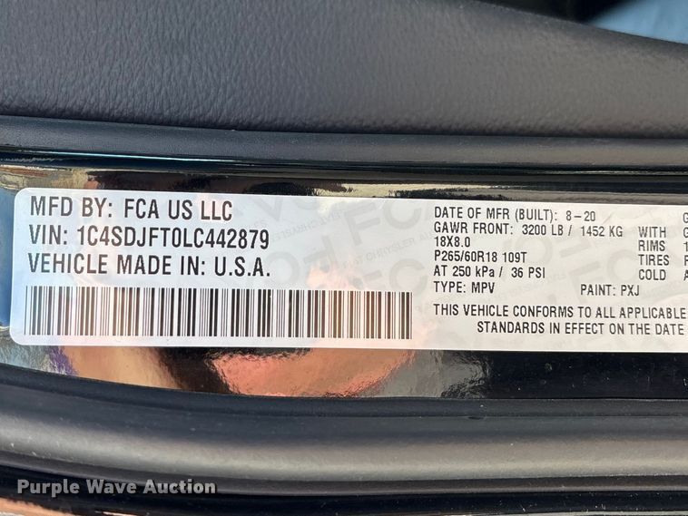 image for item FG0176 2020 Dodge Durango SSV SUV