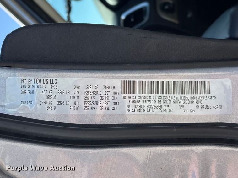 image for item FG0178 2019 Dodge Durango SSV SUV