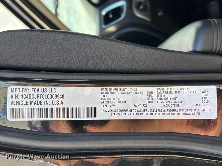 image for item FG0179 2020 Dodge Durango SSV SUV