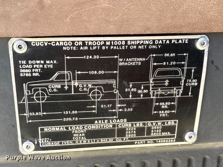 image for item FG0180 1985 Chevrolet D30 Military Postal Unit pickup truck
