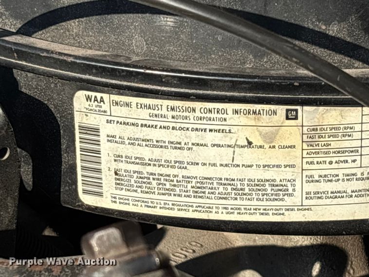 image for item FG0180 1985 Chevrolet D30 Military Postal Unit pickup truck