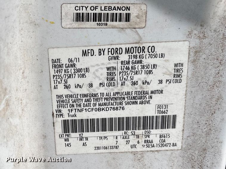 image for item FG0181 2011 Ford F150 pickup truck