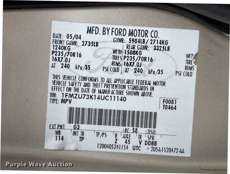 image for item FG0182 2004 Ford Explorer SUV