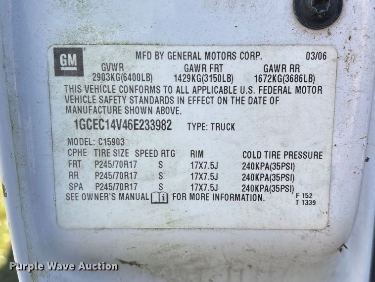 image for item FG0188 2006 Chevrolet Silverado 1500 pickup truck
