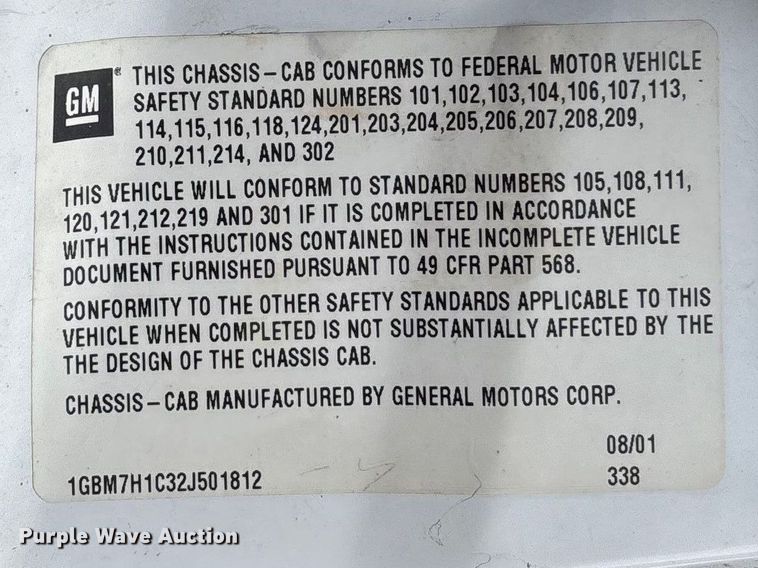 image for item FG0191 2002 Chevrolet C7 bucket truck