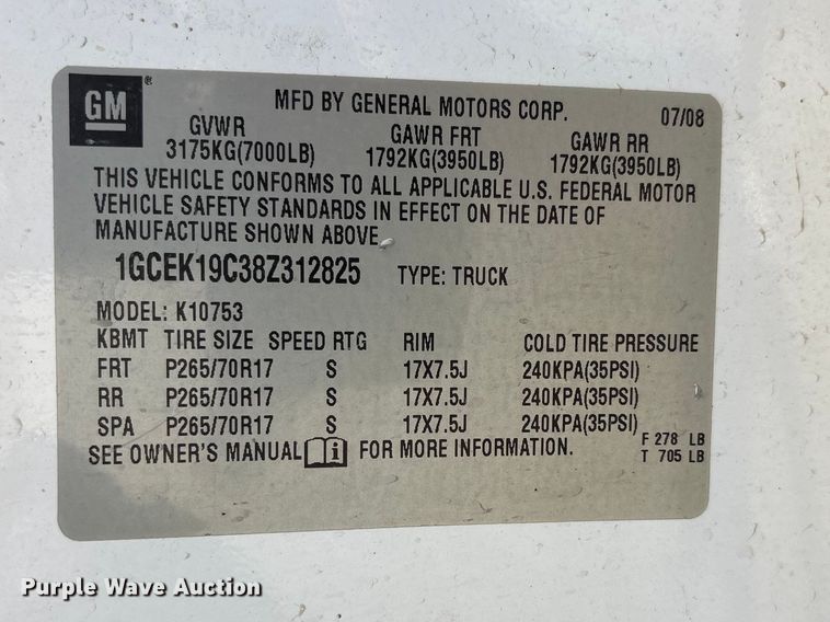 image for item FG2776 2008 Chevrolet Silverado 1500 pickup
