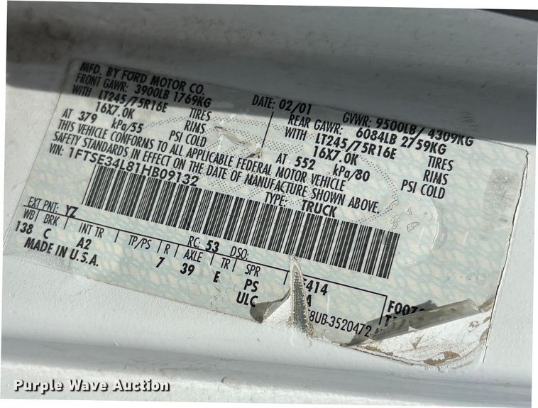 image for item FG2777 2001 Ford E350 van with bucket lift