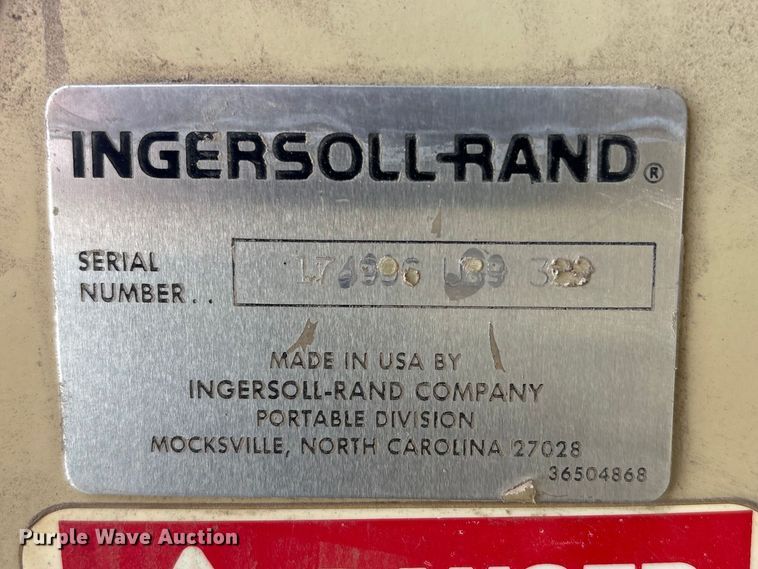 image for item FG2778 1989 Ingersoll Rand 185 Air compressor