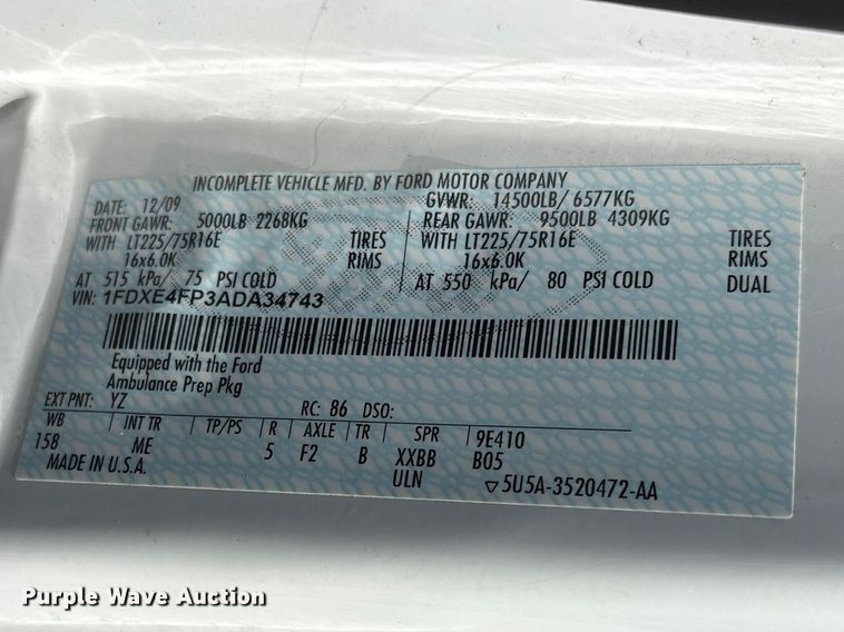 image for item FG2780 2010 Ford E450 ambulance