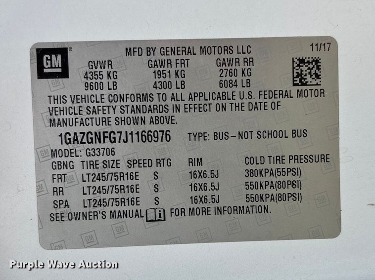 image for item FH7012 2018 Chevrolet Express 3500 van