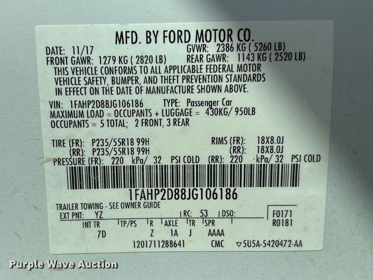 image for item FH7013 2018 Ford Taurus 