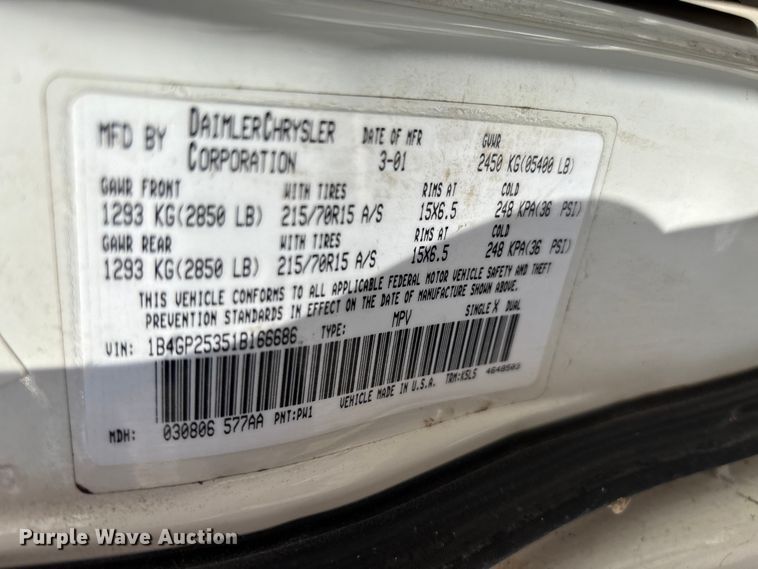 image for item FI0791 2001 Dodge Caravan van