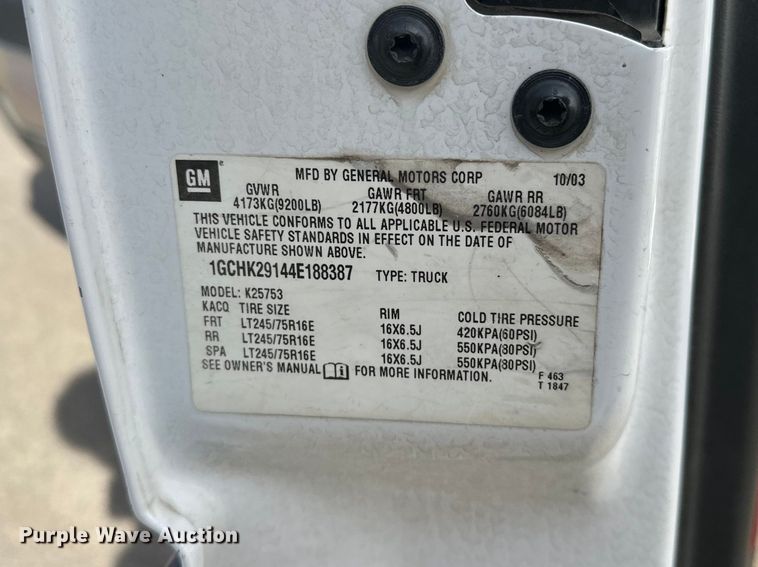 image for item FK0024 2004 Chevrolet Silverado 2500HD Ext. Cab pickup truck