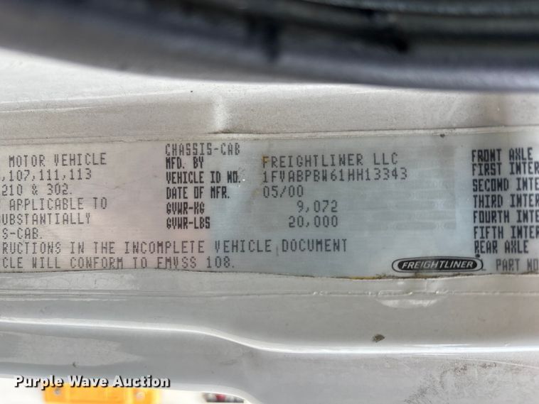 image for item FK1246 2001 Freightliner FL60 sewer inspection truck