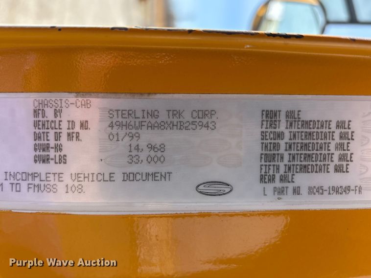 image for item FK1297 1999 Sterling Truck SC8000 street sweeper truck