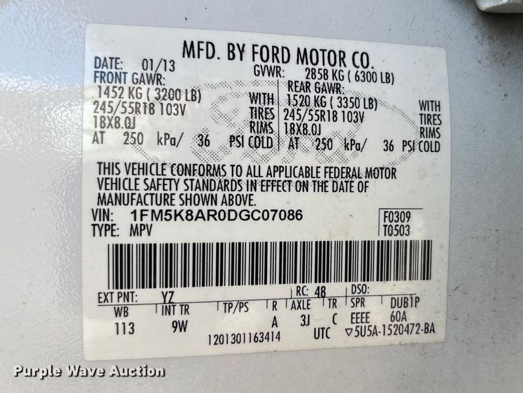 image for item FK1305 2013 Ford Explorer Police Interceptor SUV