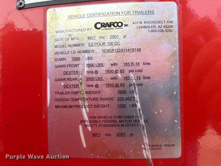 image for item FK1310 2001 Craftco E-Z Pour melter applicator