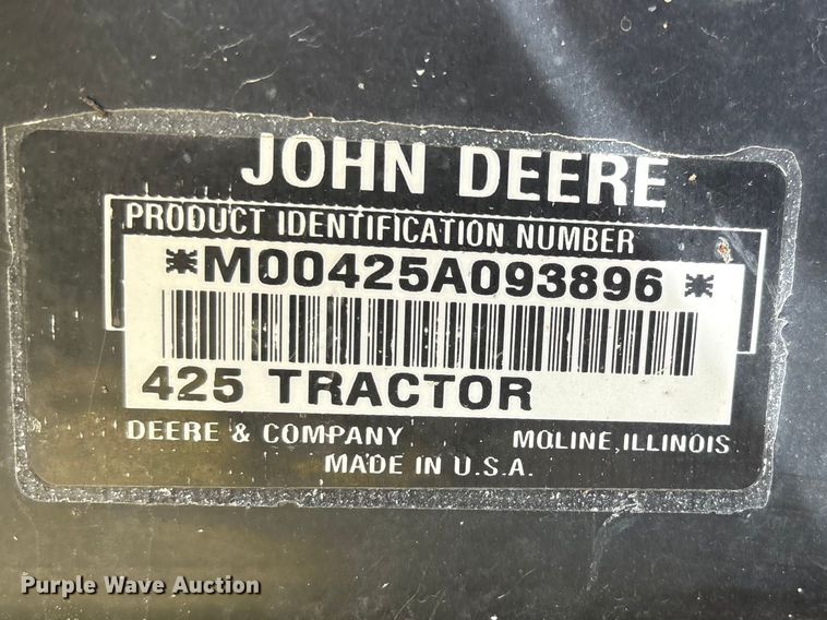 image for item FK1316 John Deere 425 lawn mower