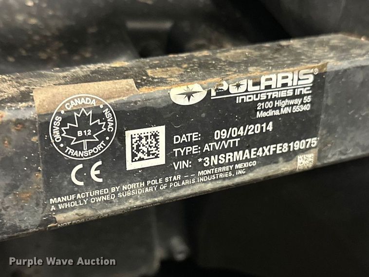 image for item FK1829 2014 Polaris Ranger EV 4X4 utility vehicle