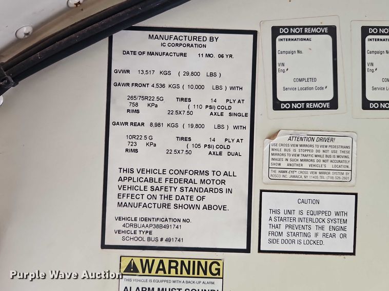 image for item FN5591 2008 IC PB105 school bus