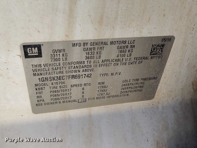 image for item IH9467 2015 Chevrolet Tahoe Special Service SUV