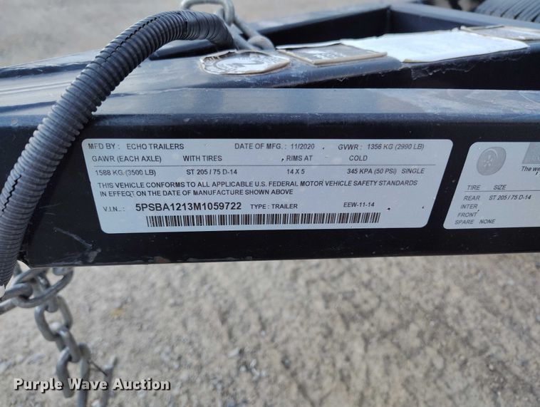 image for item IH9469 2021 Echo EEW-11-14 utility trailer