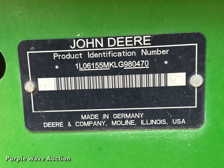 image for item DQ7757 2020 John Deere 6155M MFWD tractor