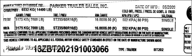 image for item DZ5353 2009 Parker livestock trailer