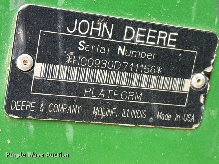 image for item DZ5378 John Deere 930D draper head