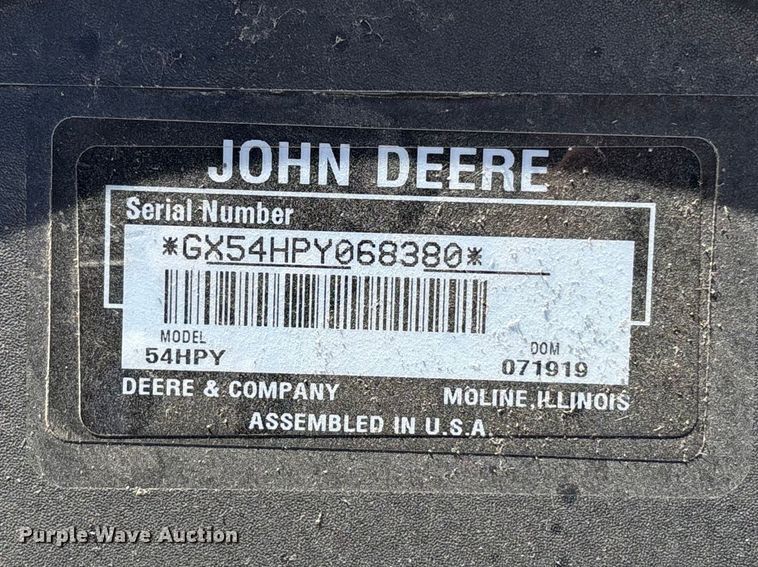 image for item EA4673 2019 John Deere 54HPY lawn mower bagger