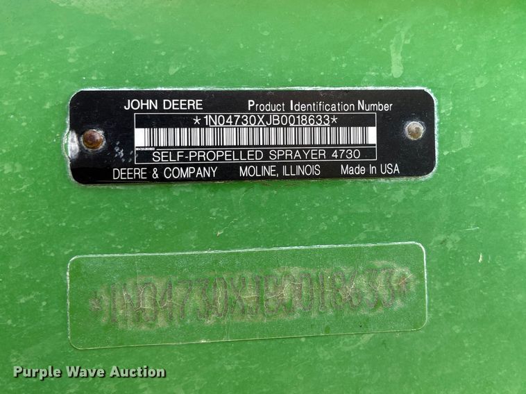 image for item EA4707 2011 John Deere 4730 sprayer