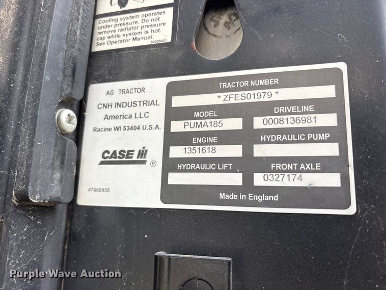 image for item ES8734 2015 Case Puma 185 MFWD tractor